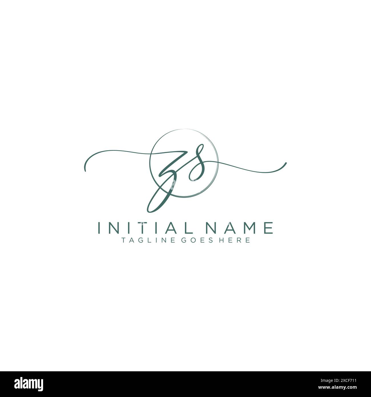 ZS Initial handwriting with circle template Stock Vector