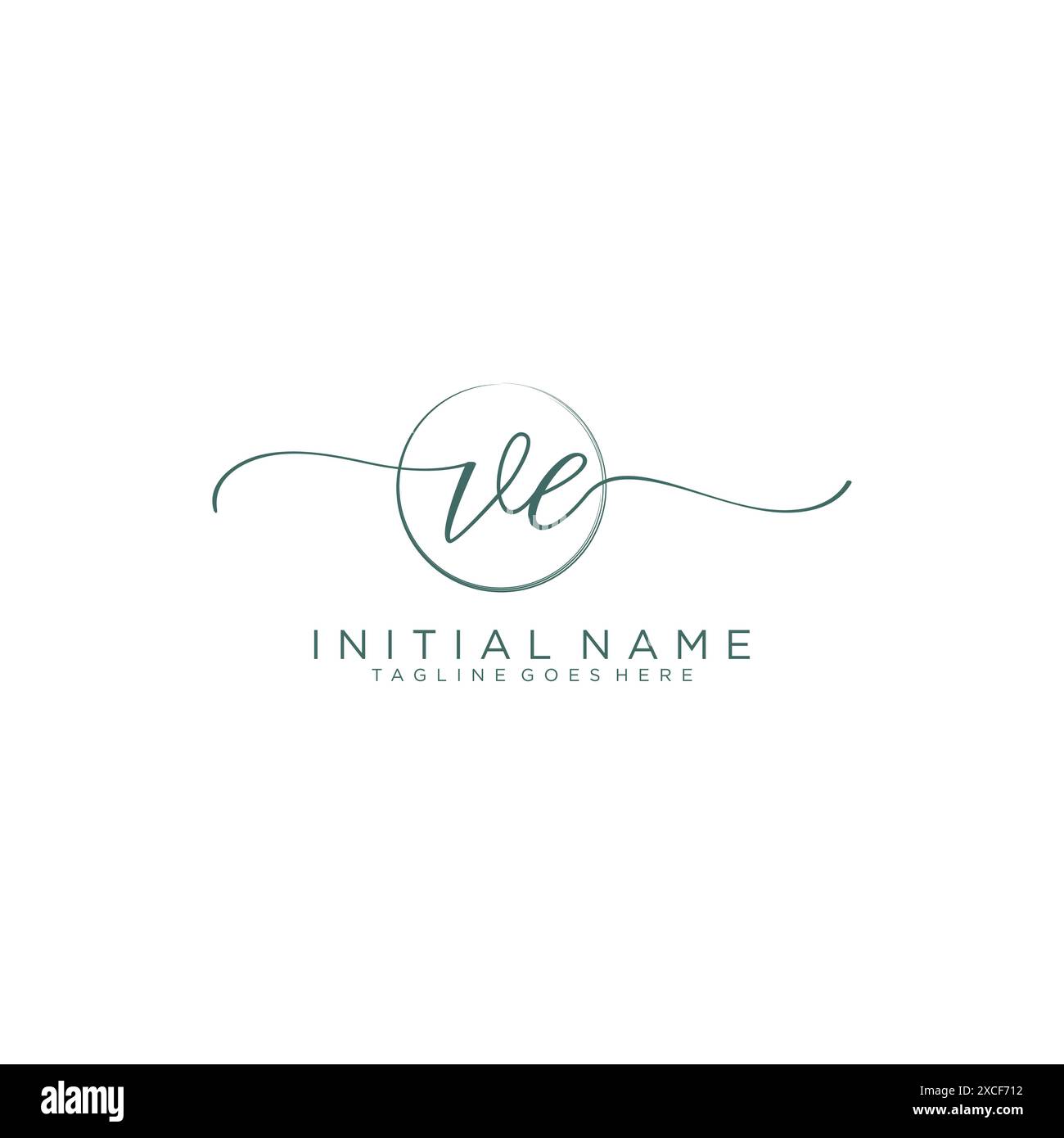 VE Initial handwriting with circle template Stock Vector
