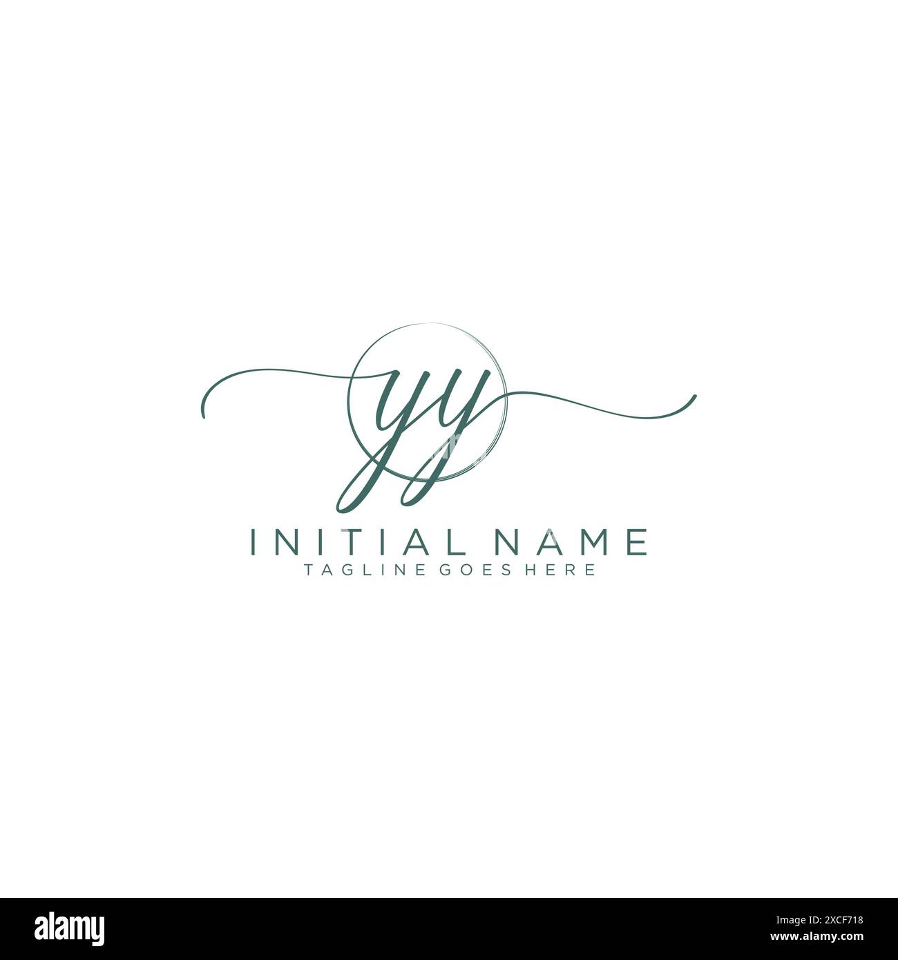 YY Initial handwriting with circle template Stock Vector