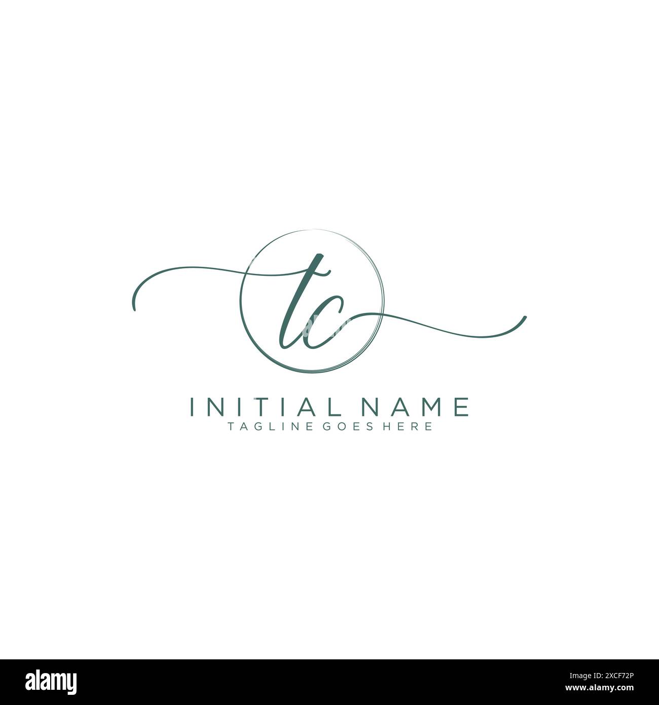 TC Initial handwriting with circle template Stock Vector