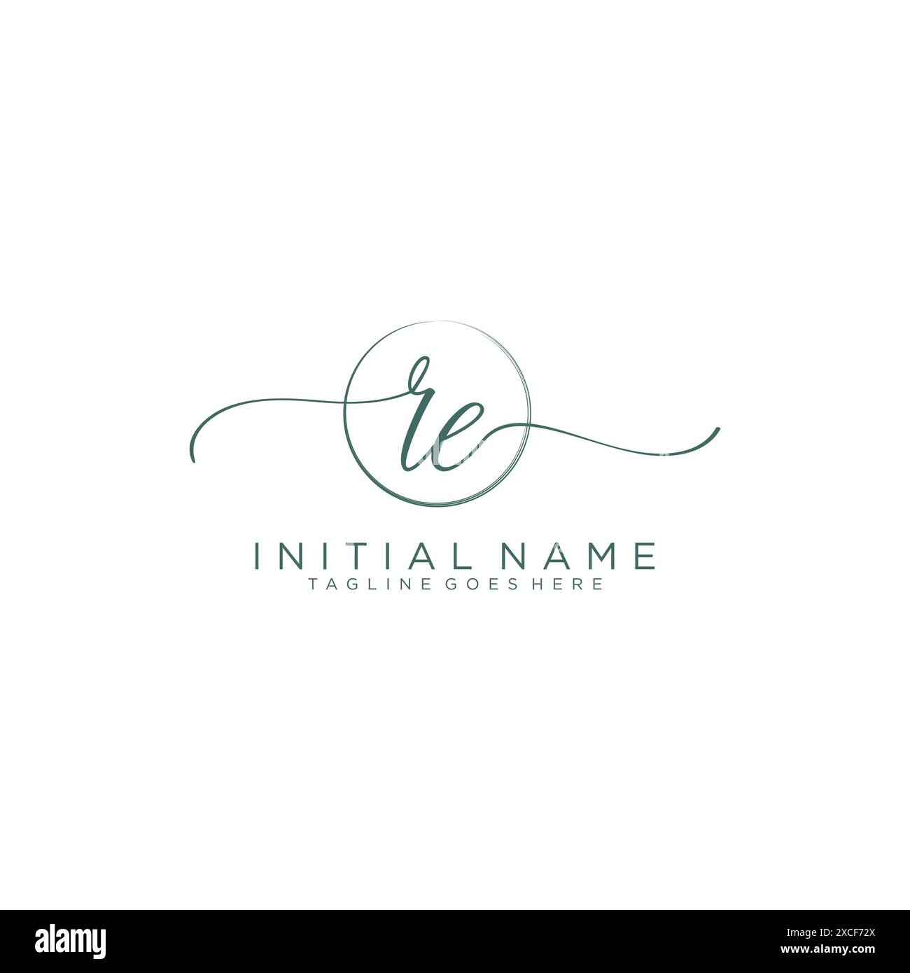 RE Initial handwriting with circle template Stock Vector
