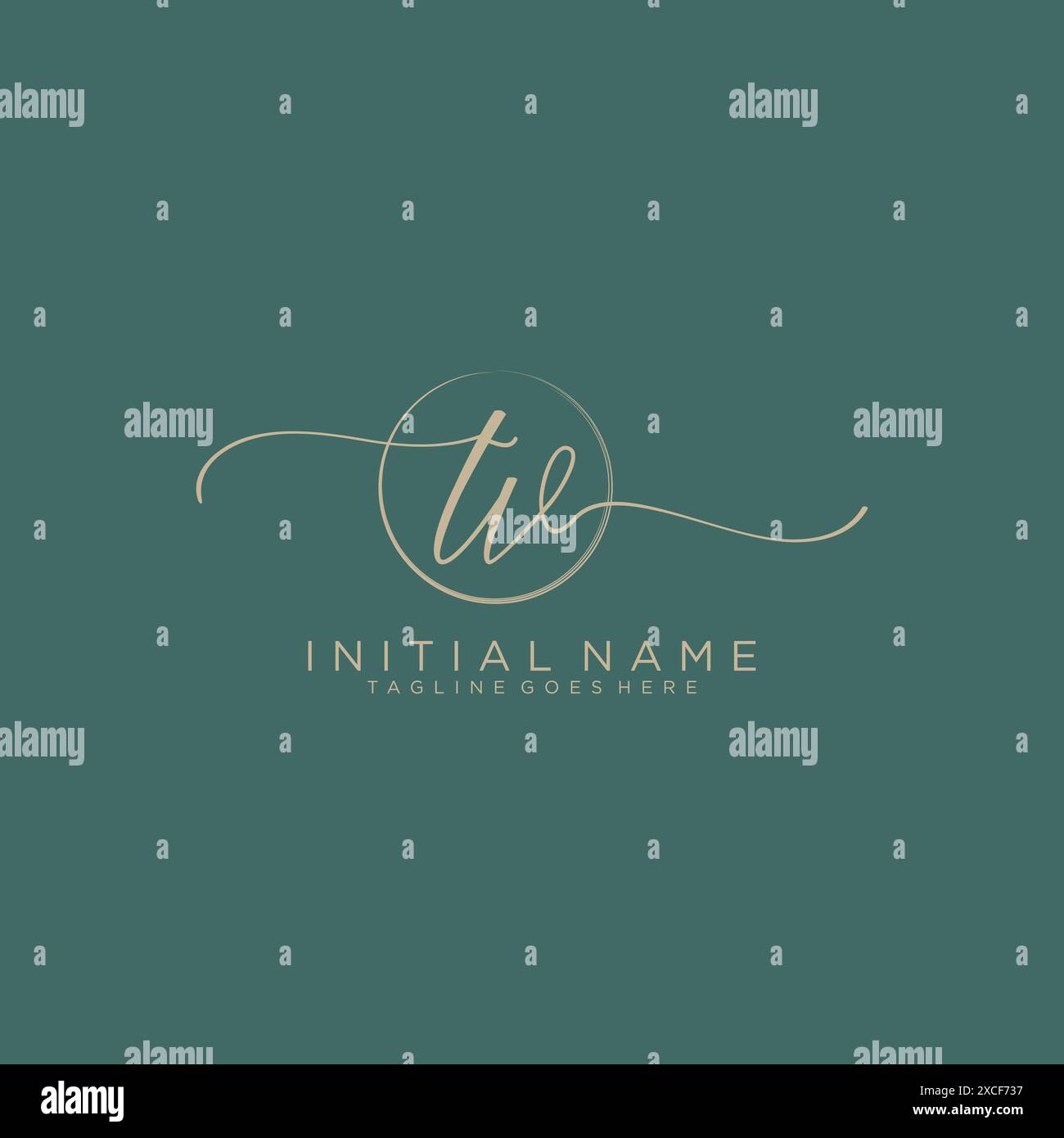 TV Initial handwriting with circle template Stock Vector