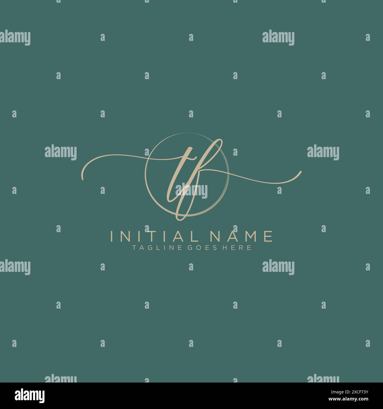 TF Initial handwriting with circle template Stock Vector