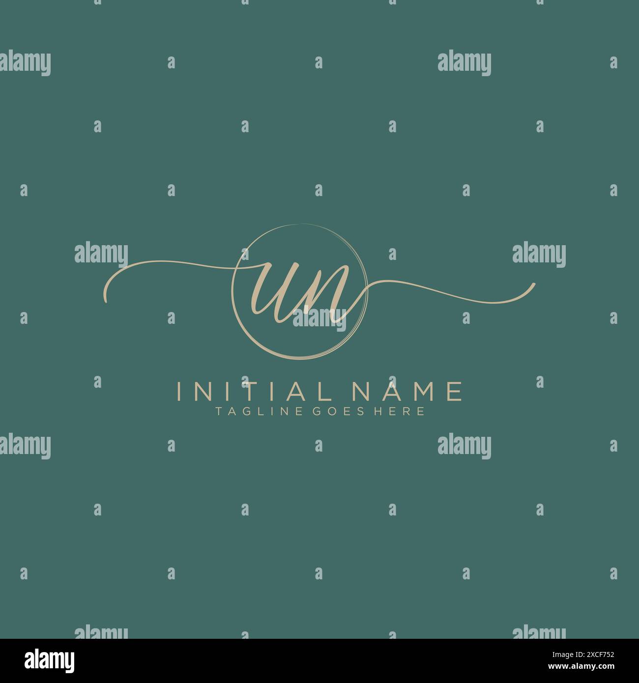 UN Initial handwriting with circle template Stock Vector