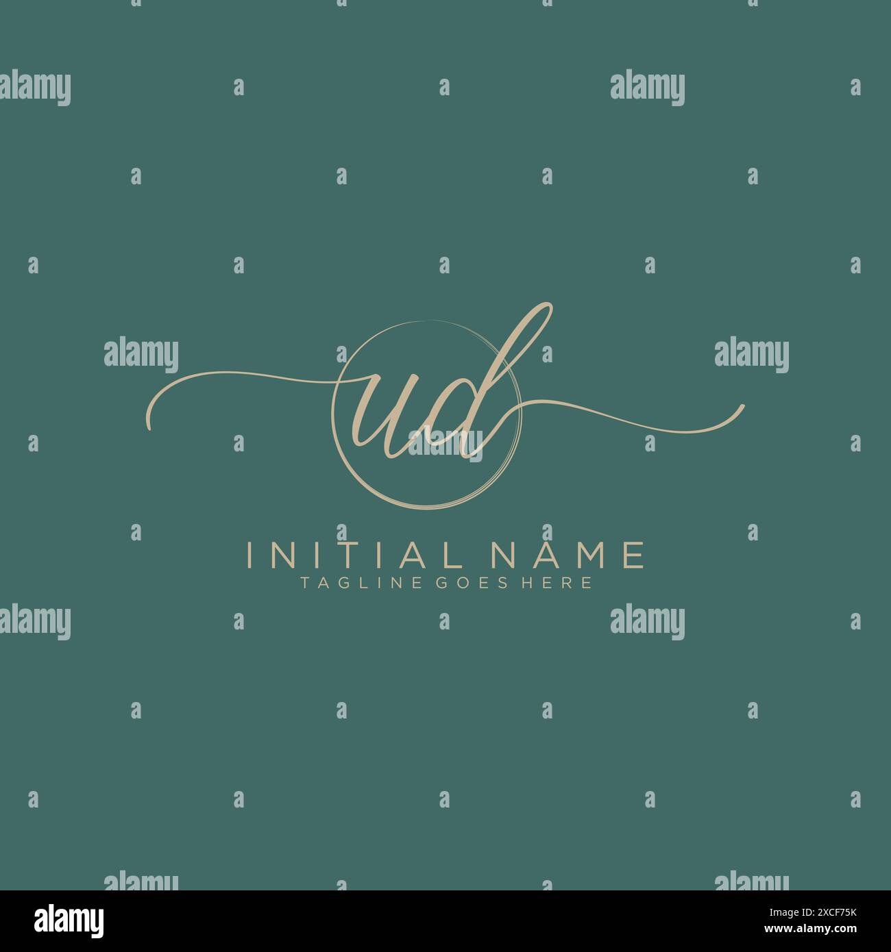 UD Initial handwriting with circle template Stock Vector