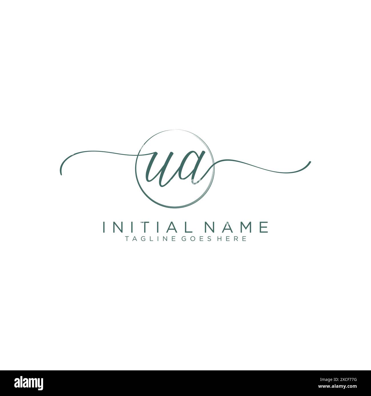 UA Initial handwriting with circle template Stock Vector