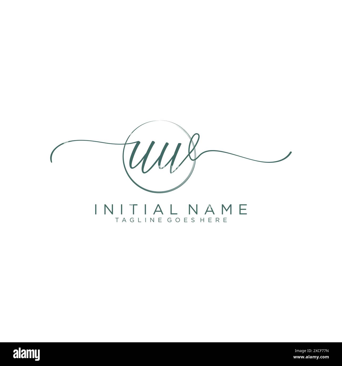 UW Initial handwriting with circle template Stock Vector