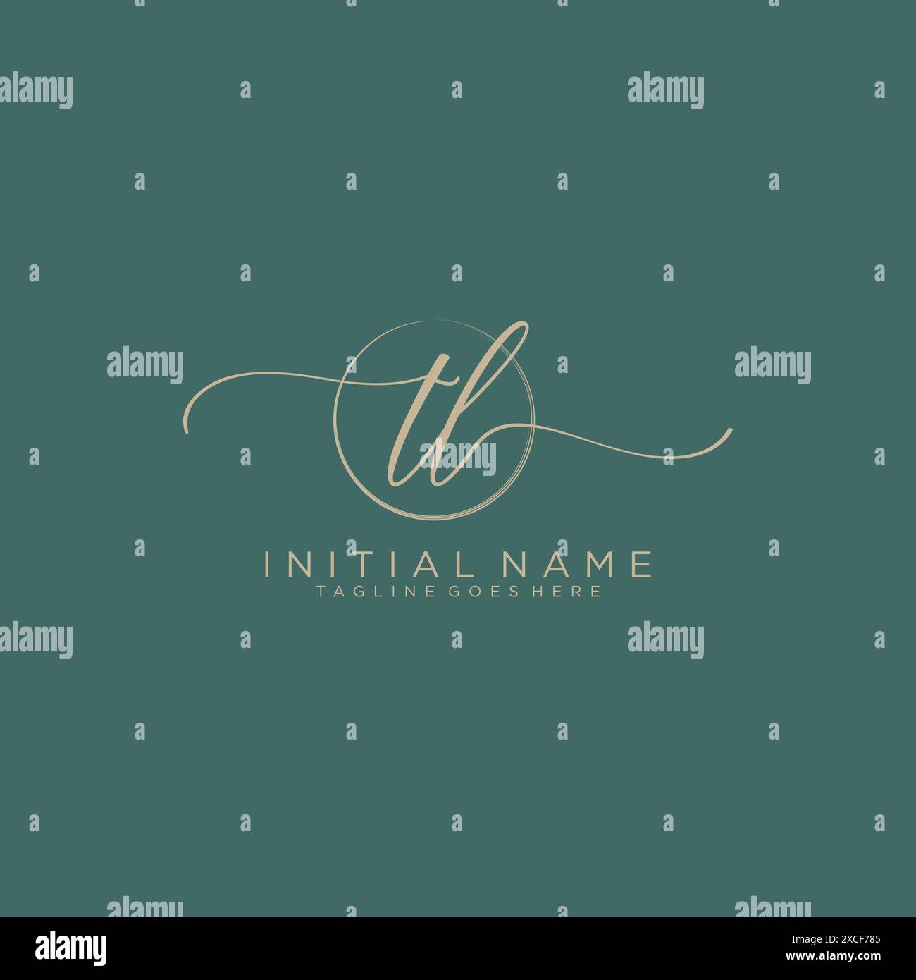 TL Initial handwriting with circle template Stock Vector