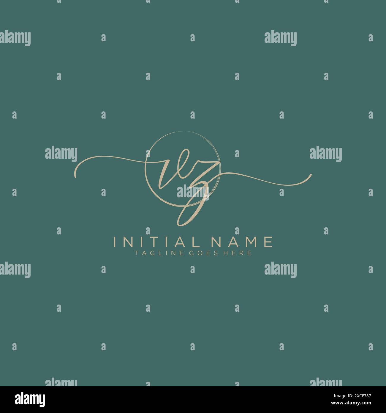 VZ Initial handwriting with circle template Stock Vector