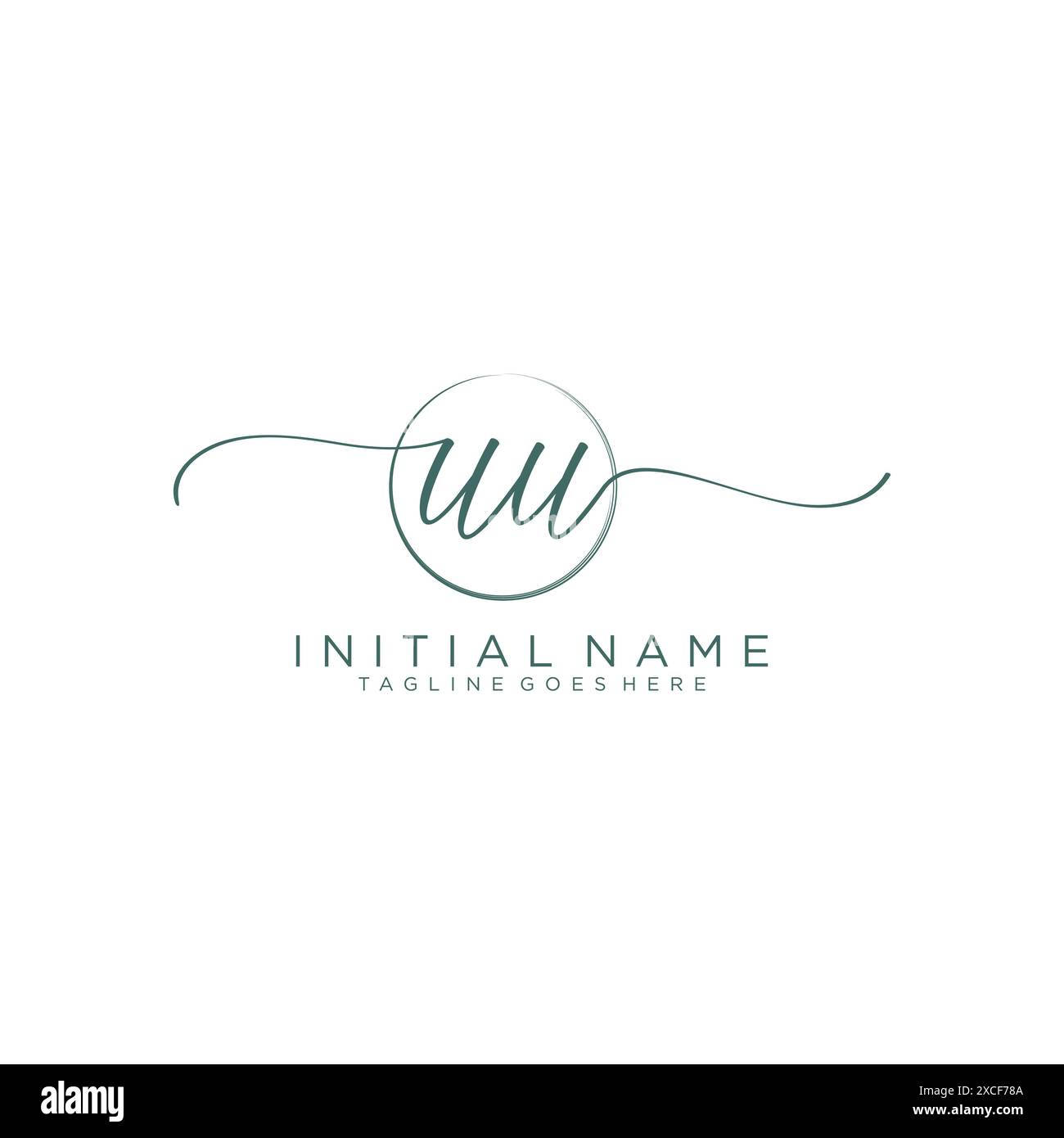 UU Initial handwriting with circle template Stock Vector