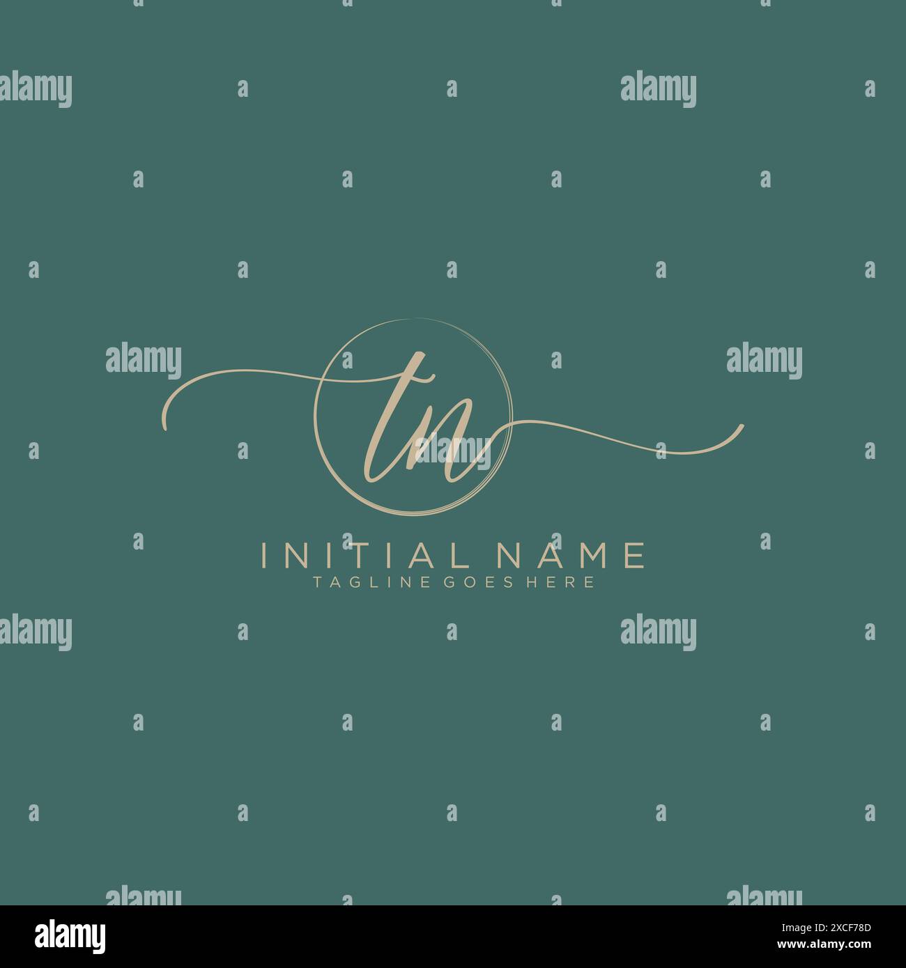 TN Initial handwriting with circle template Stock Vector