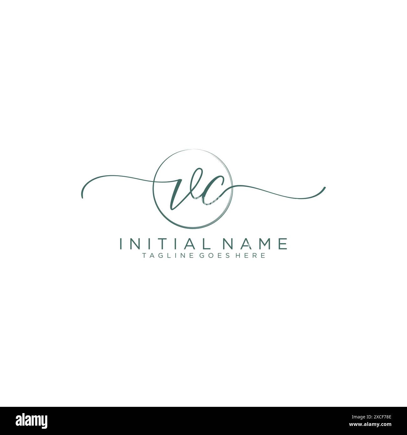 VC Initial handwriting with circle template Stock Vector