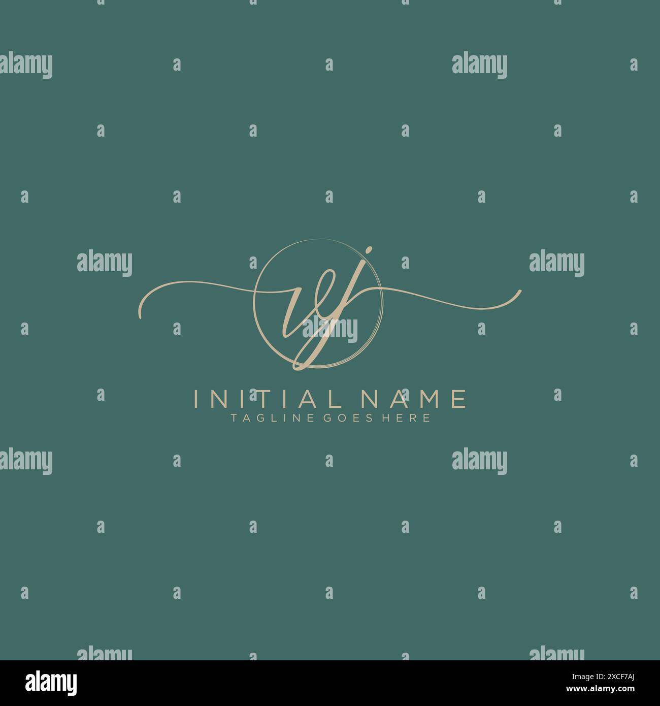 VJ Initial handwriting with circle template Stock Vector