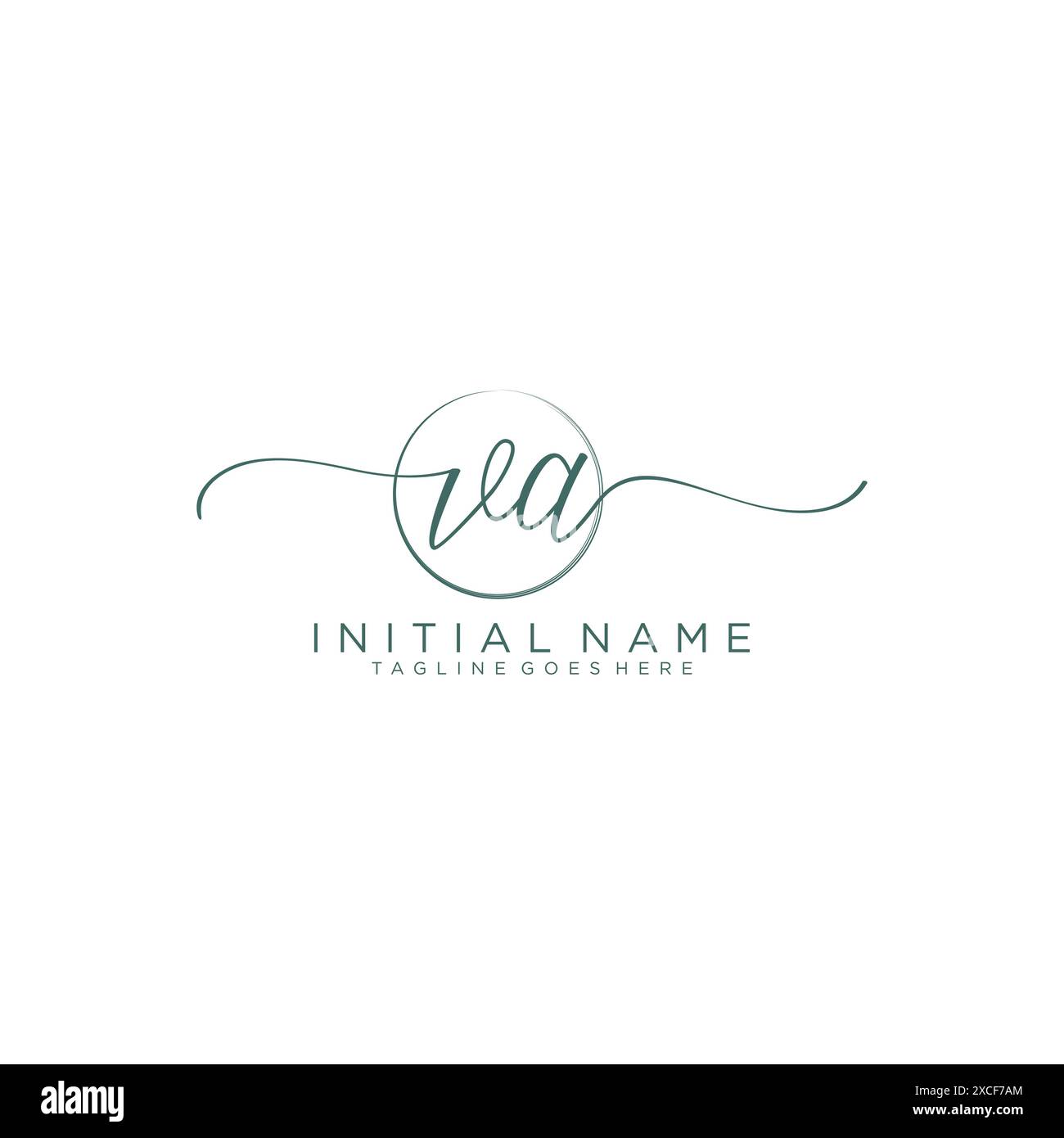 VA Initial handwriting with circle template Stock Vector Image & Art