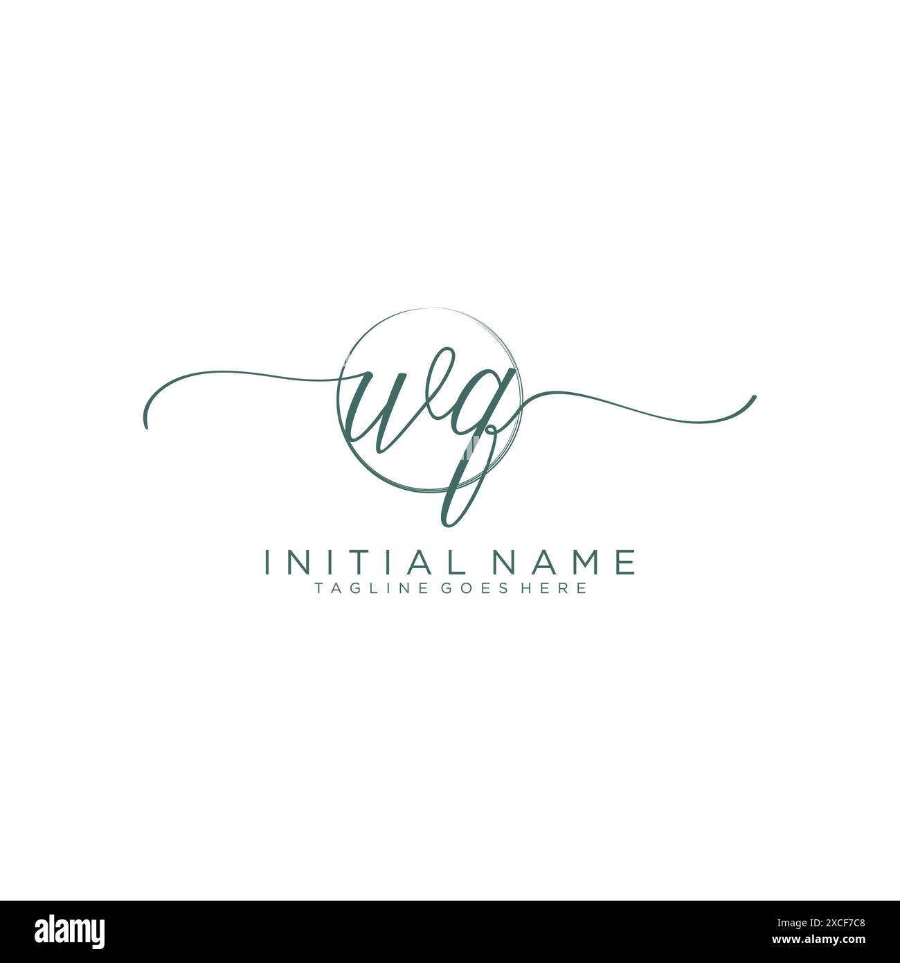 WQ Initial handwriting with circle template Stock Vector
