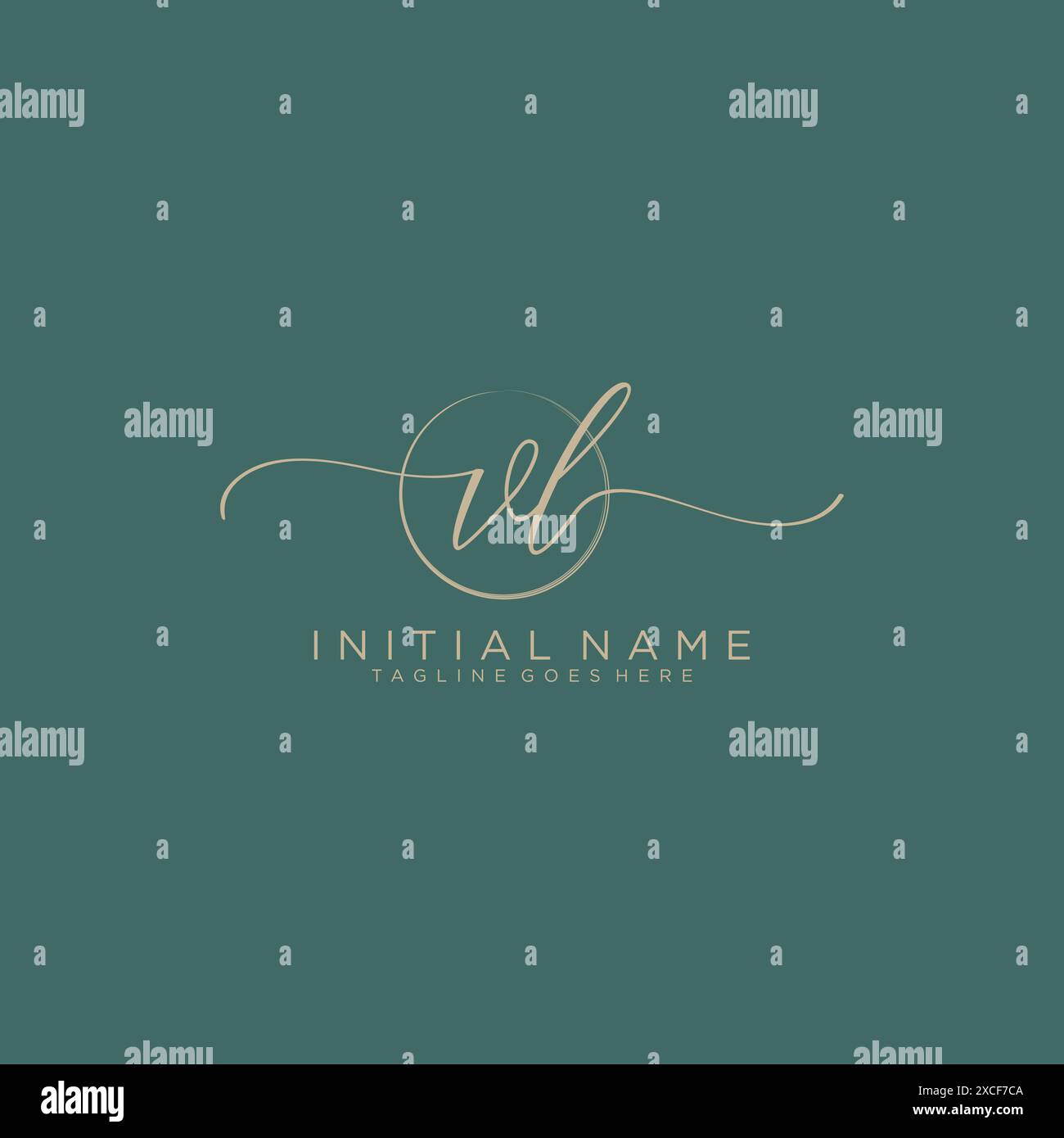 VL Initial handwriting with circle template Stock Vector