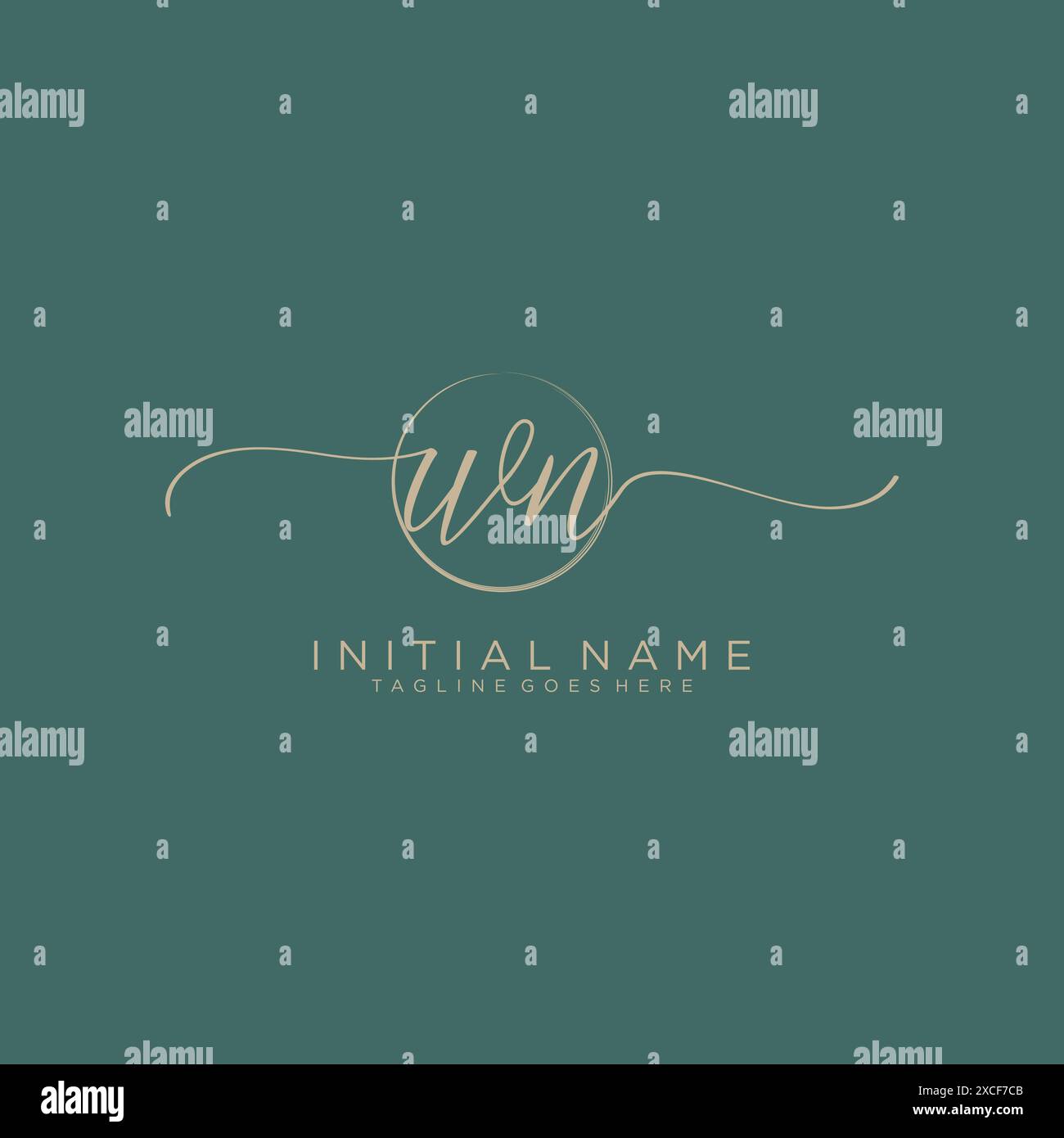 WN Initial handwriting with circle template Stock Vector