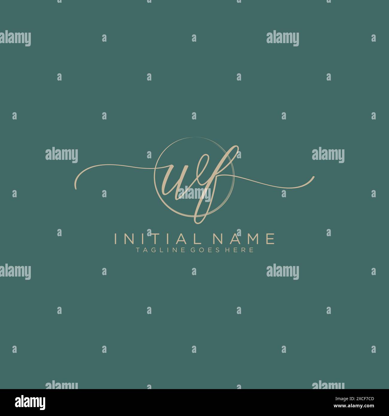 WF Initial handwriting with circle template Stock Vector