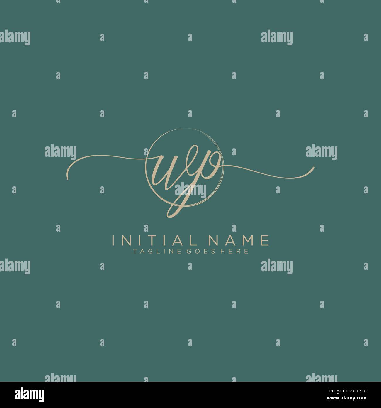 WP Initial handwriting with circle template Stock Vector