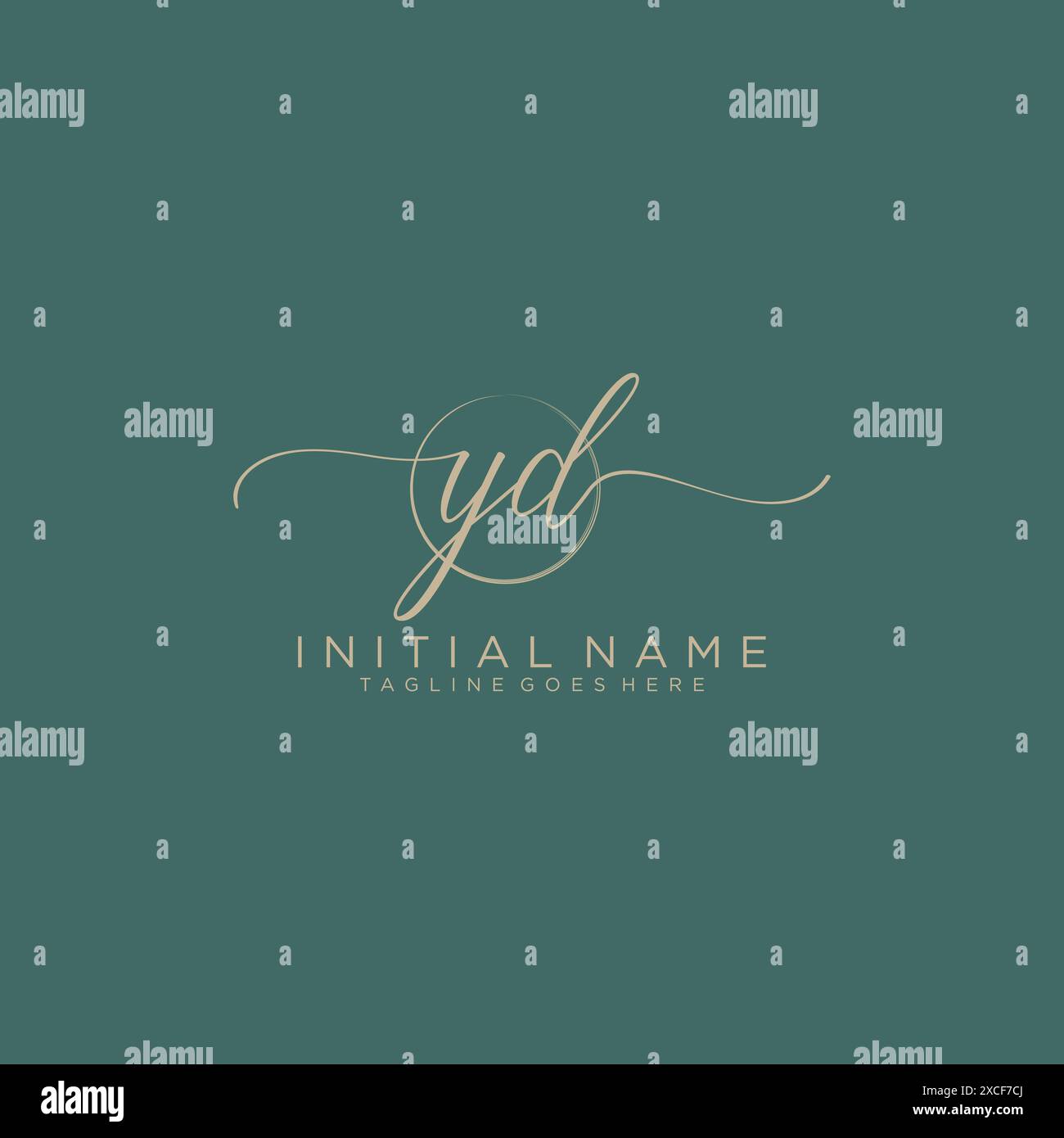 YD Initial handwriting with circle template Stock Vector