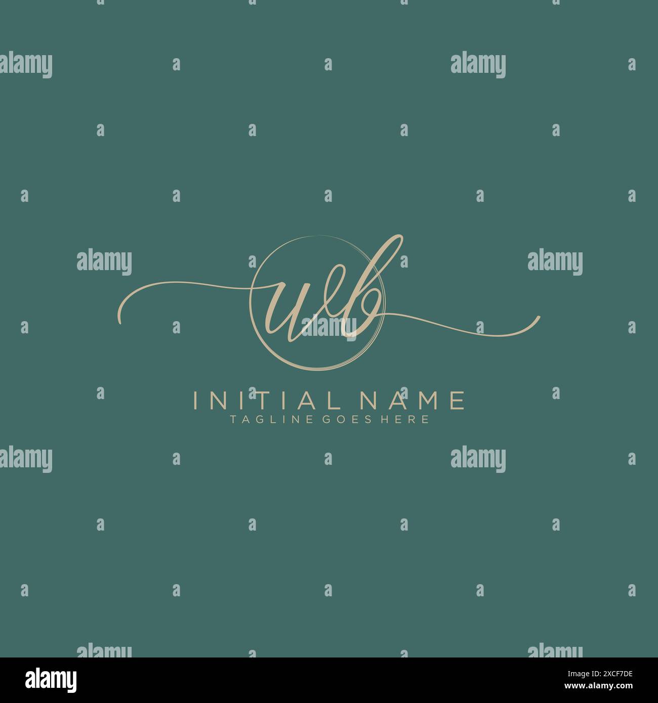 WB Initial handwriting with circle template Stock Vector