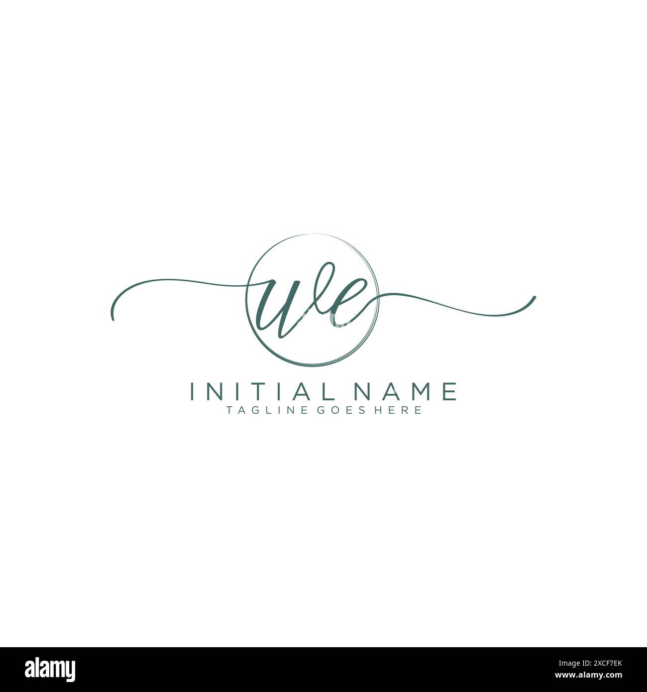 WE Initial handwriting with circle template Stock Vector