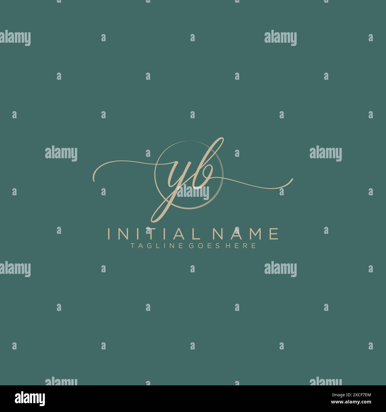 YB Initial handwriting with circle template Stock Vector