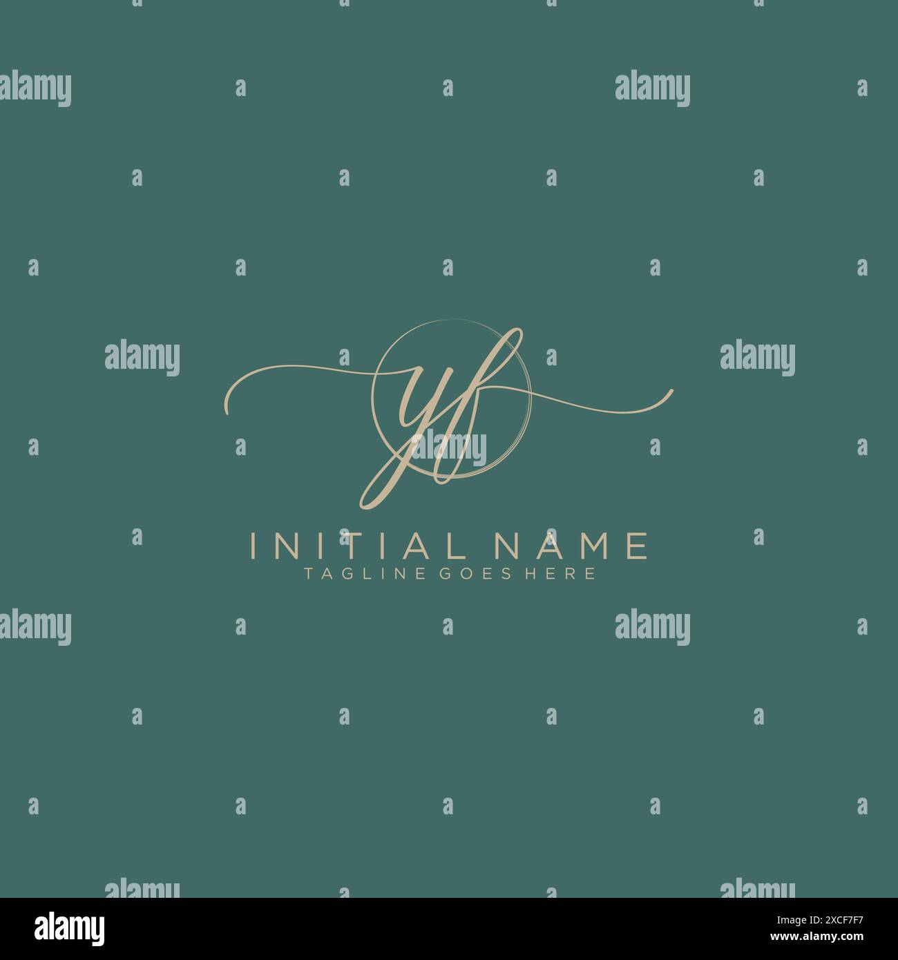 YF Initial handwriting with circle template Stock Vector