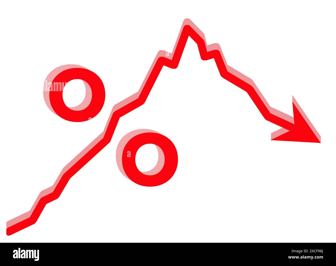 An arrow tracking ups and downs on a financial chart is seen looking