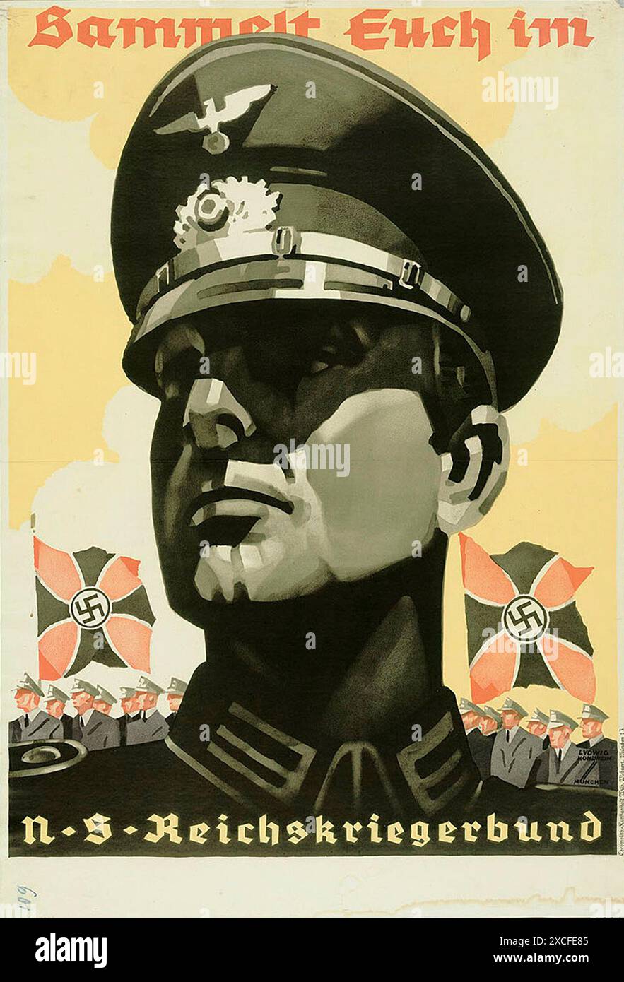 Vintage nazi propaganda poster card hi-res stock photography