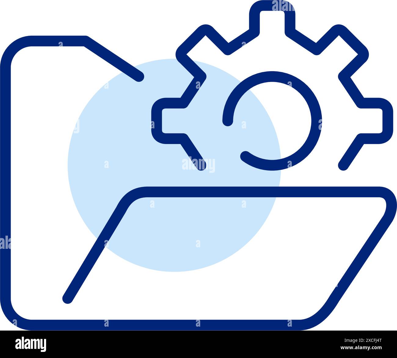 File folder and cogwheel. Workflow automation, organization and management tools. Pixel perfect vector icon Stock Vector