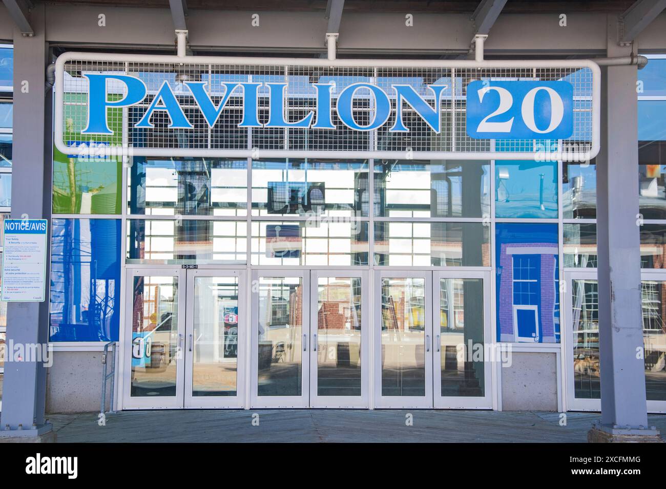 Pavilion 20 sign at the seaport district in Halifax, Nova Scotia, Canada Stock Photo