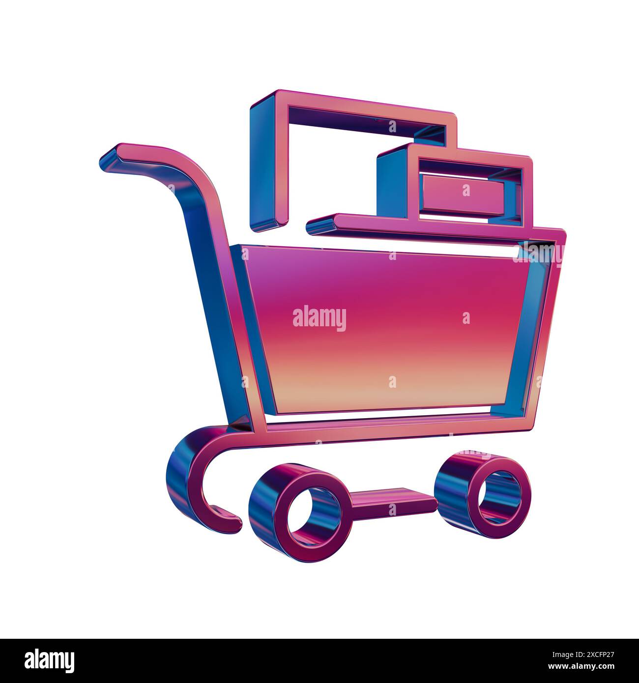 3D Neon Retro Icon - Shopping Cart Symbol Online Shopping Stock Photo ...