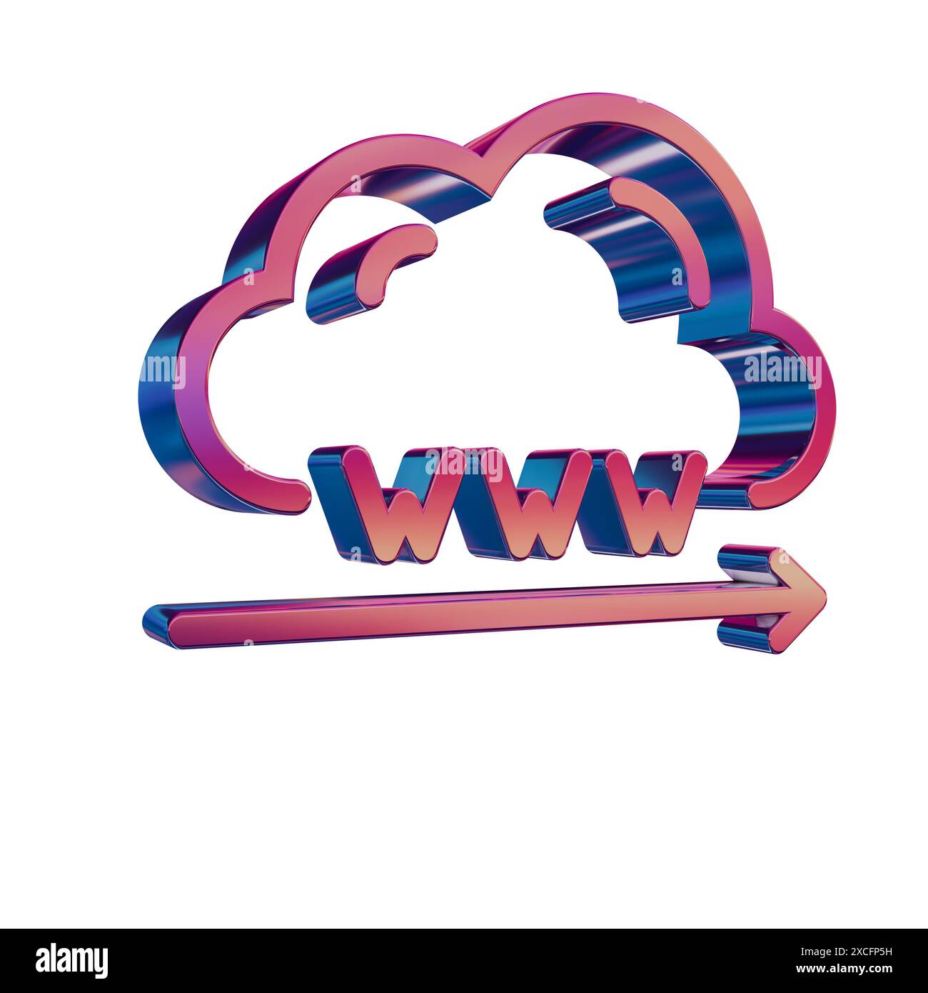 3D Neon Retro Icon - Cloud with Domain Name Stock Photo