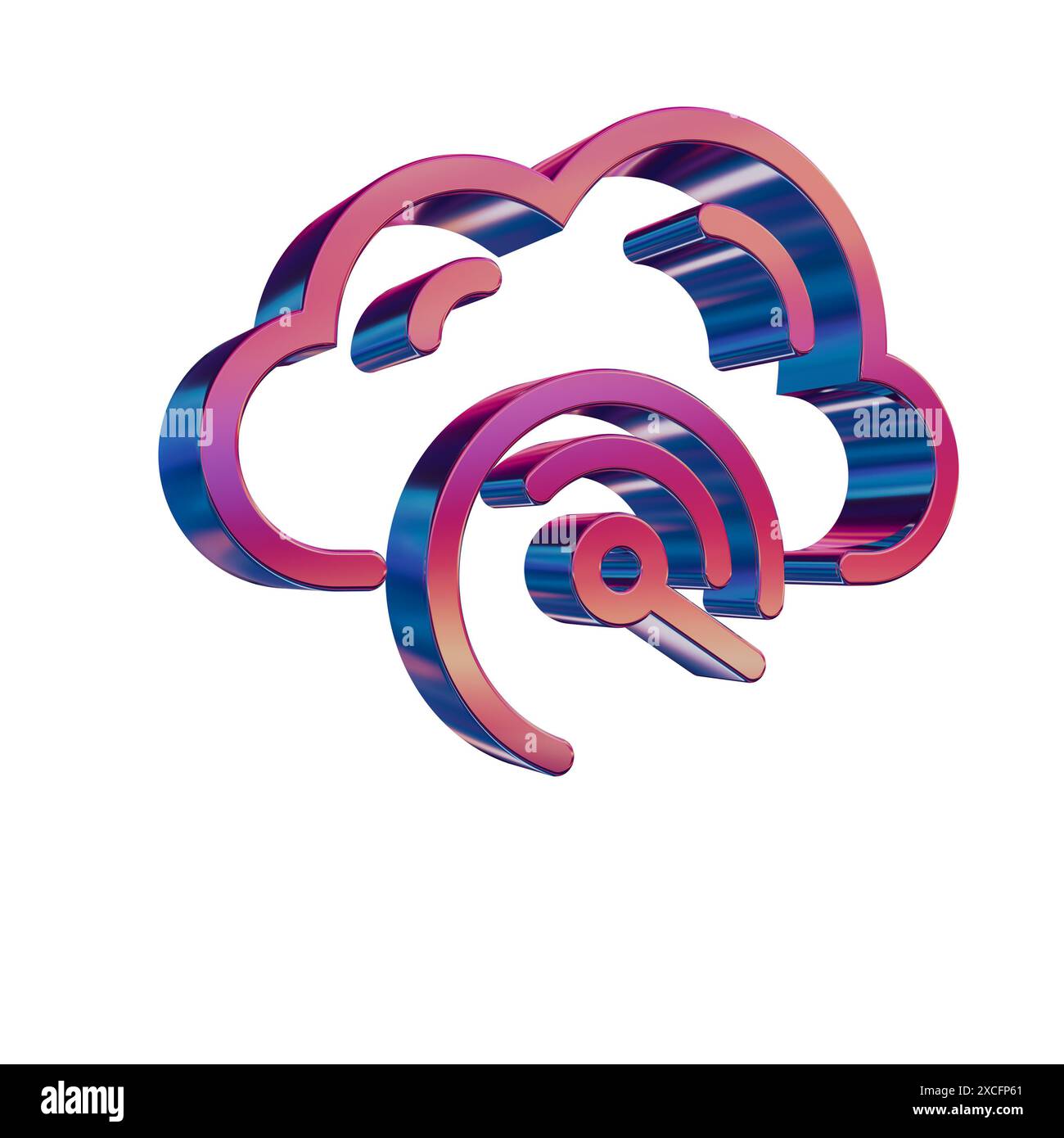 3D Neon Retro Icon - Cloud with Server Speed Stock Photo