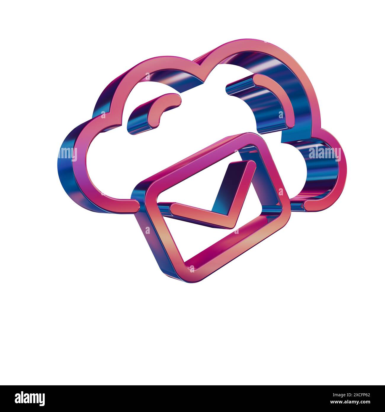 3D Neon Retro Icon - Cloud with Mail Hosting Stock Photo