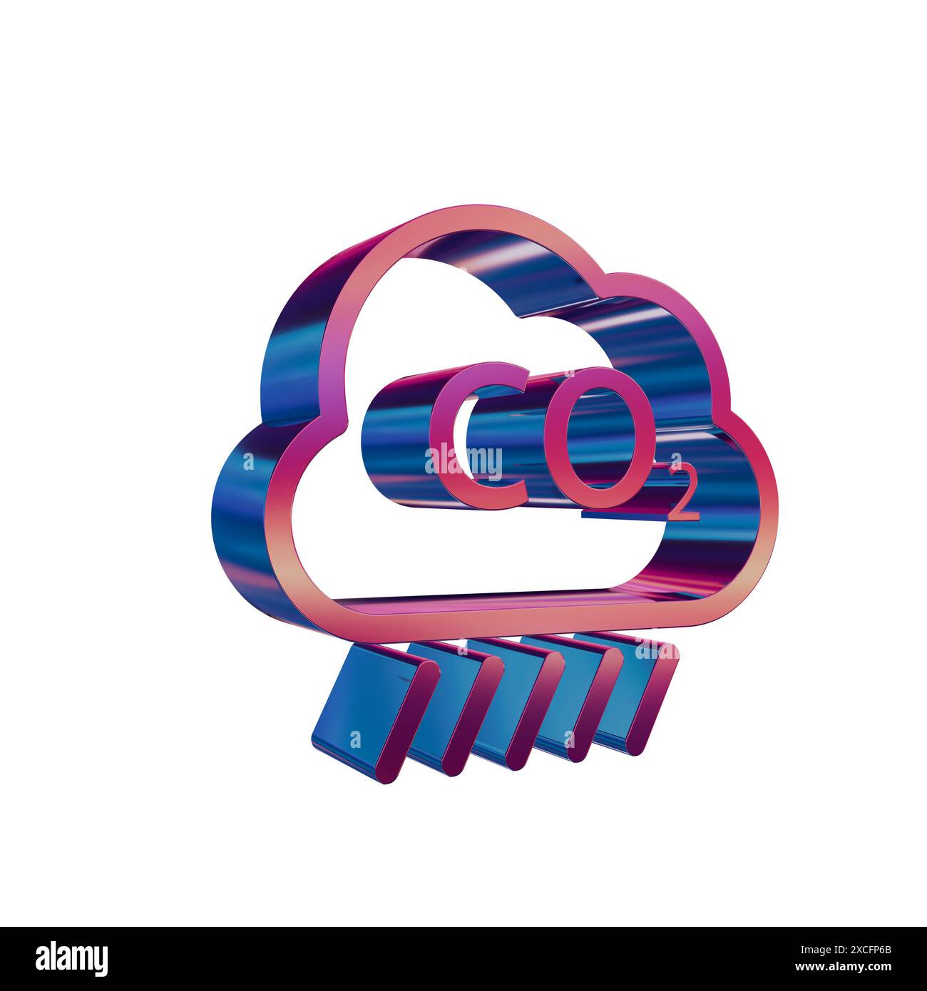 3D Neon Retro Icon - Cloud Co2  Symbol Stock Photo