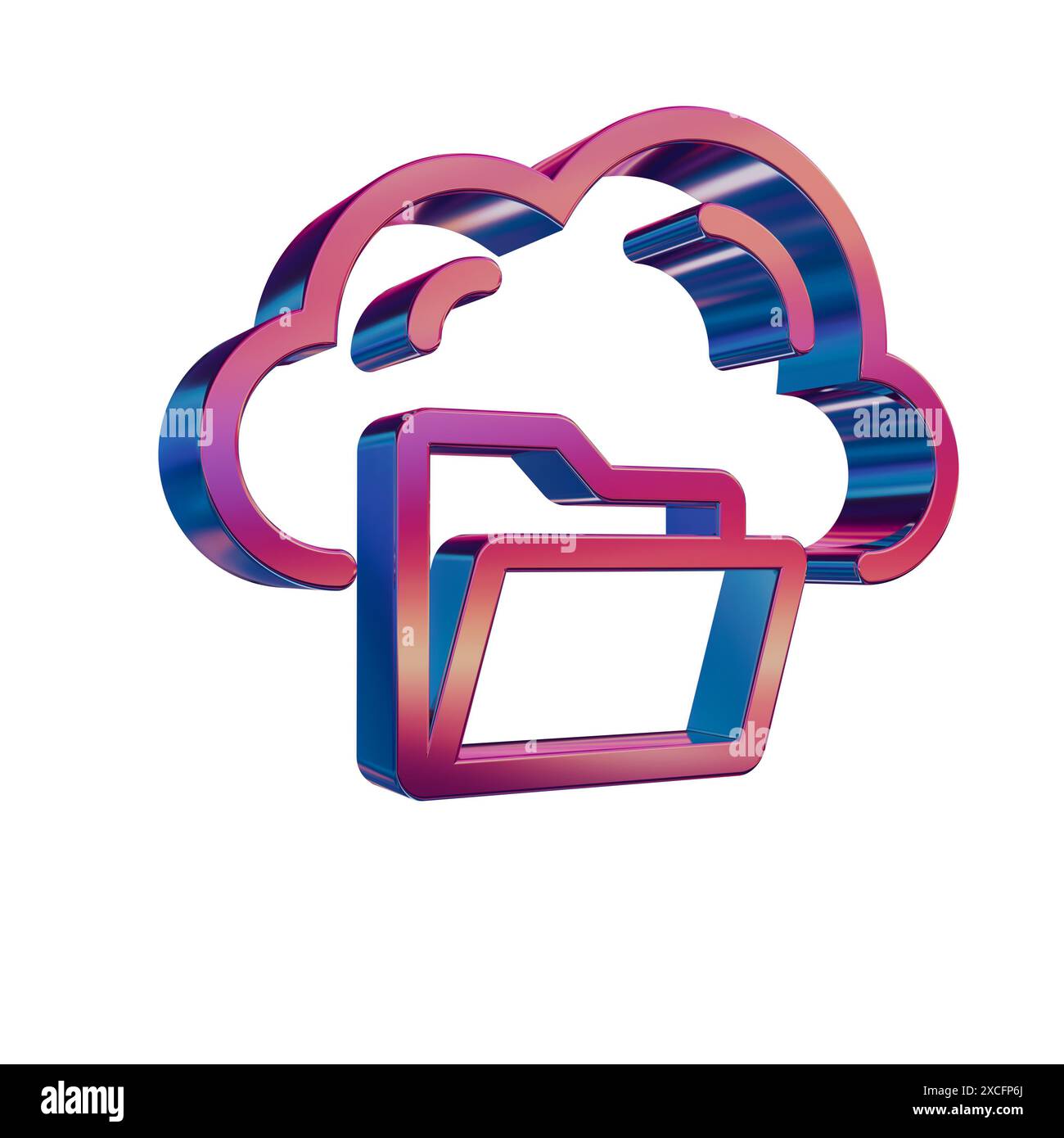 3D Neon Retro Icon - Cloud with Server Storage Stock Photo