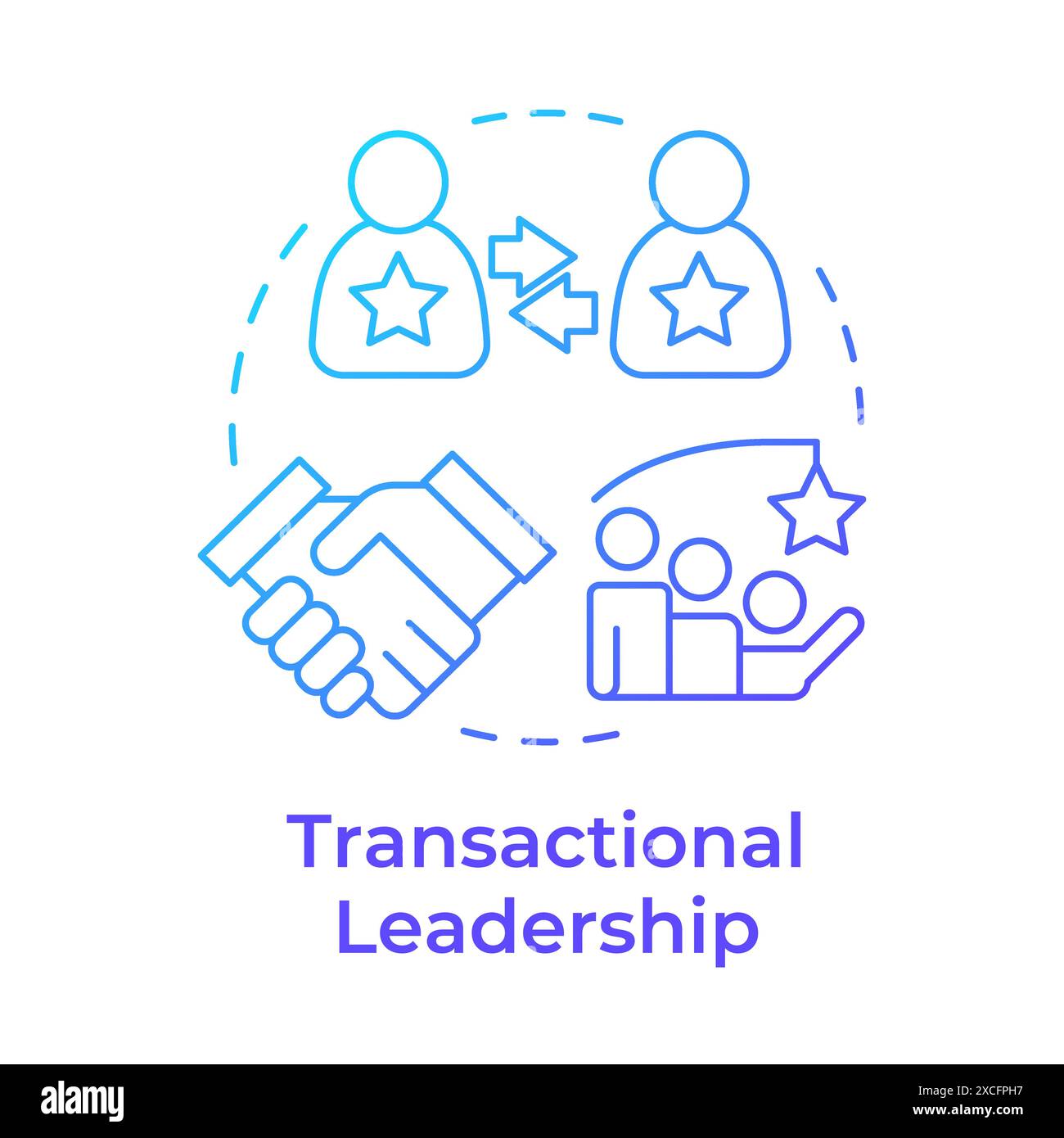 Transactional leadership blue gradient concept icon Stock Vector