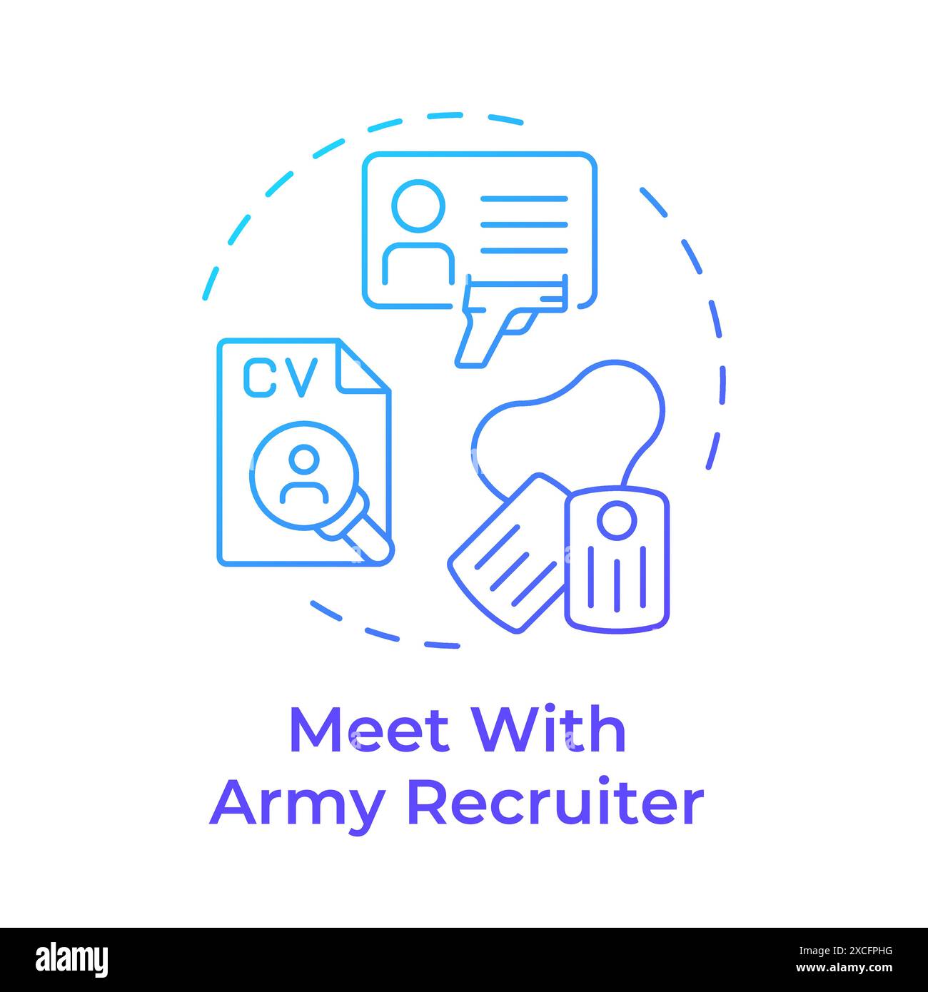 Meet with army recruiter blue gradient concept icon Stock Vector
