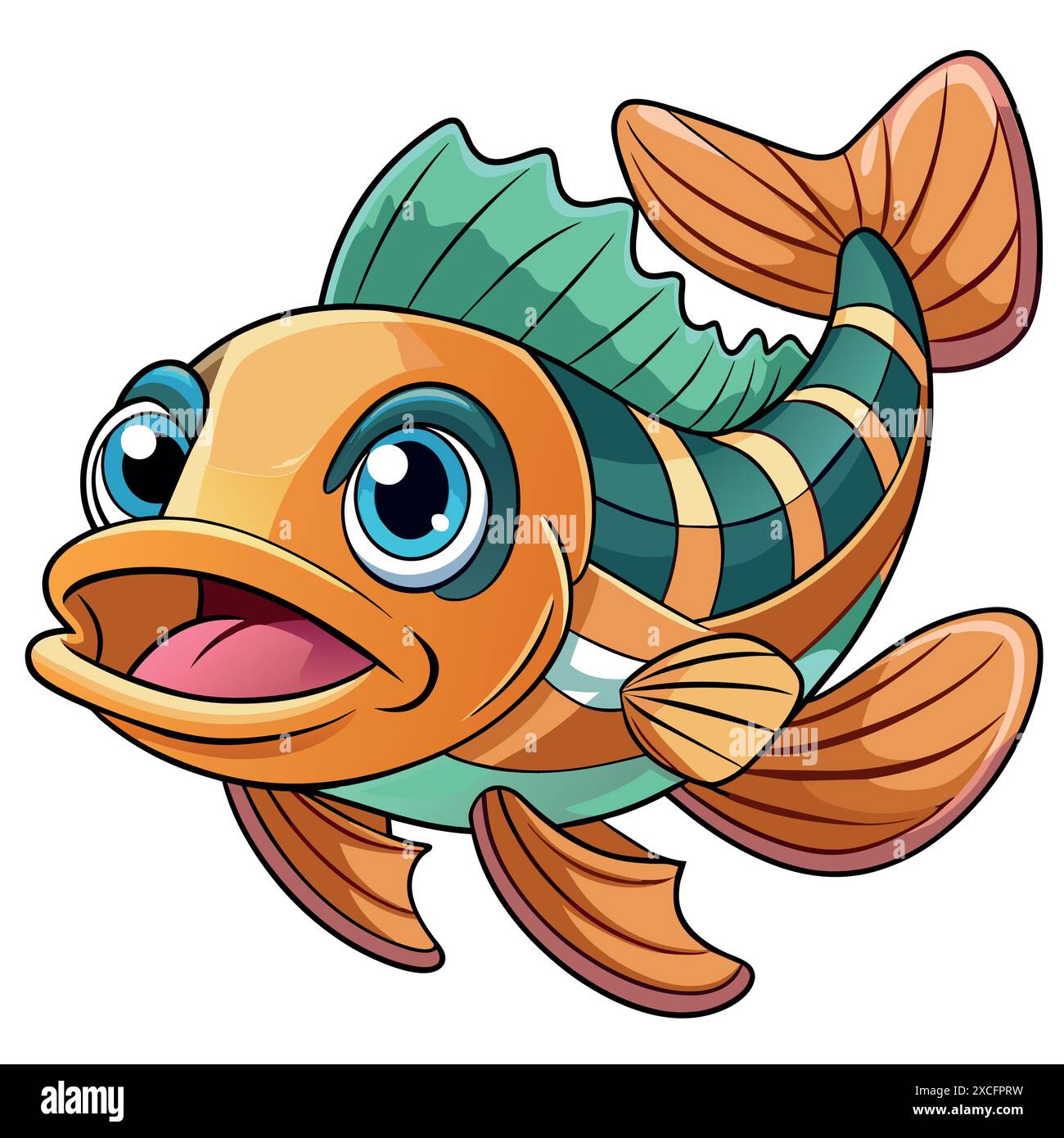 Bowfin fish stands vector kawaii. AI generated image. Clipart cartoon ...