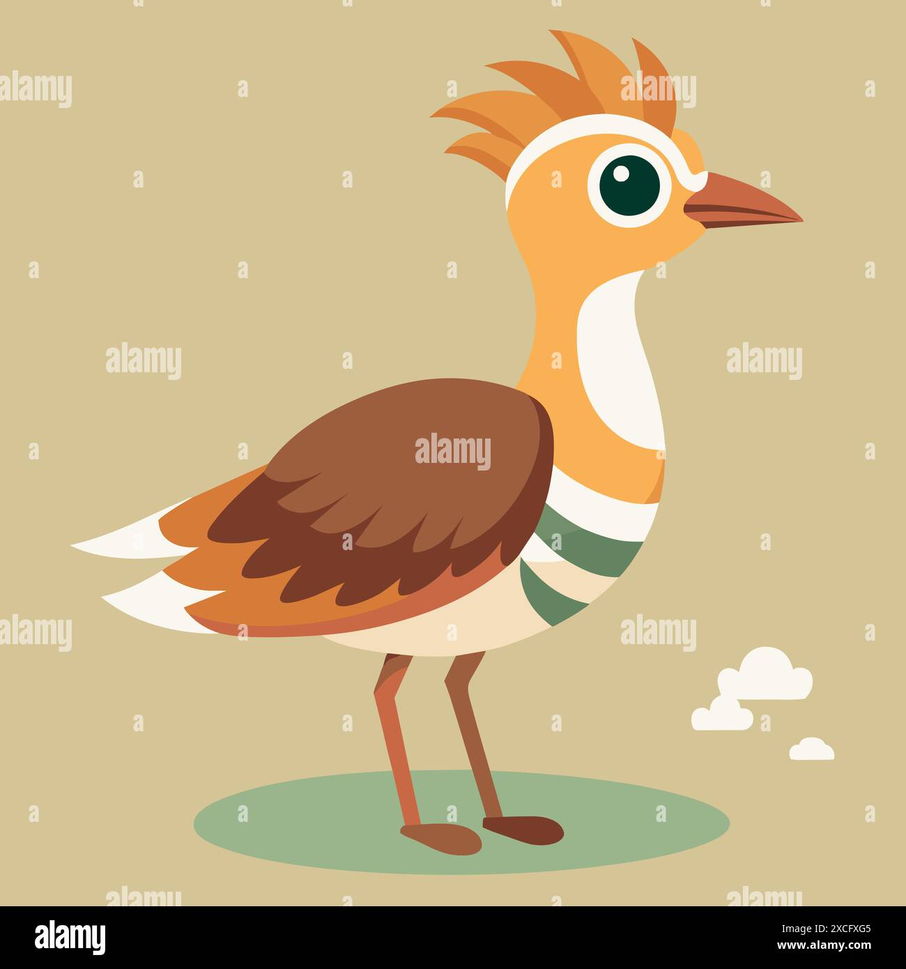 Bustard bird stands vector kawaii. AI generated image. Clipart cartoon