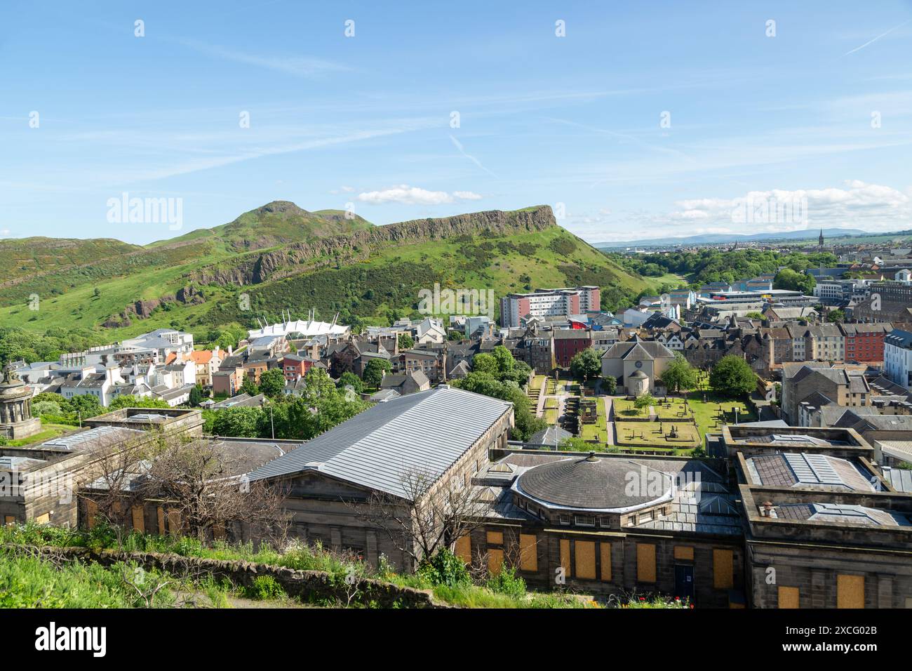 Arthurs seat and salisbury crags with the back of the old royal high