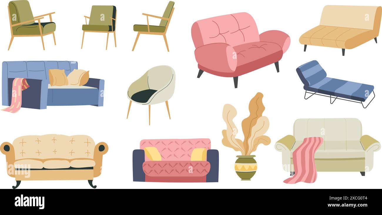Stylish Sofas and Chairs Collection Stock Vector Image & Art - Alamy