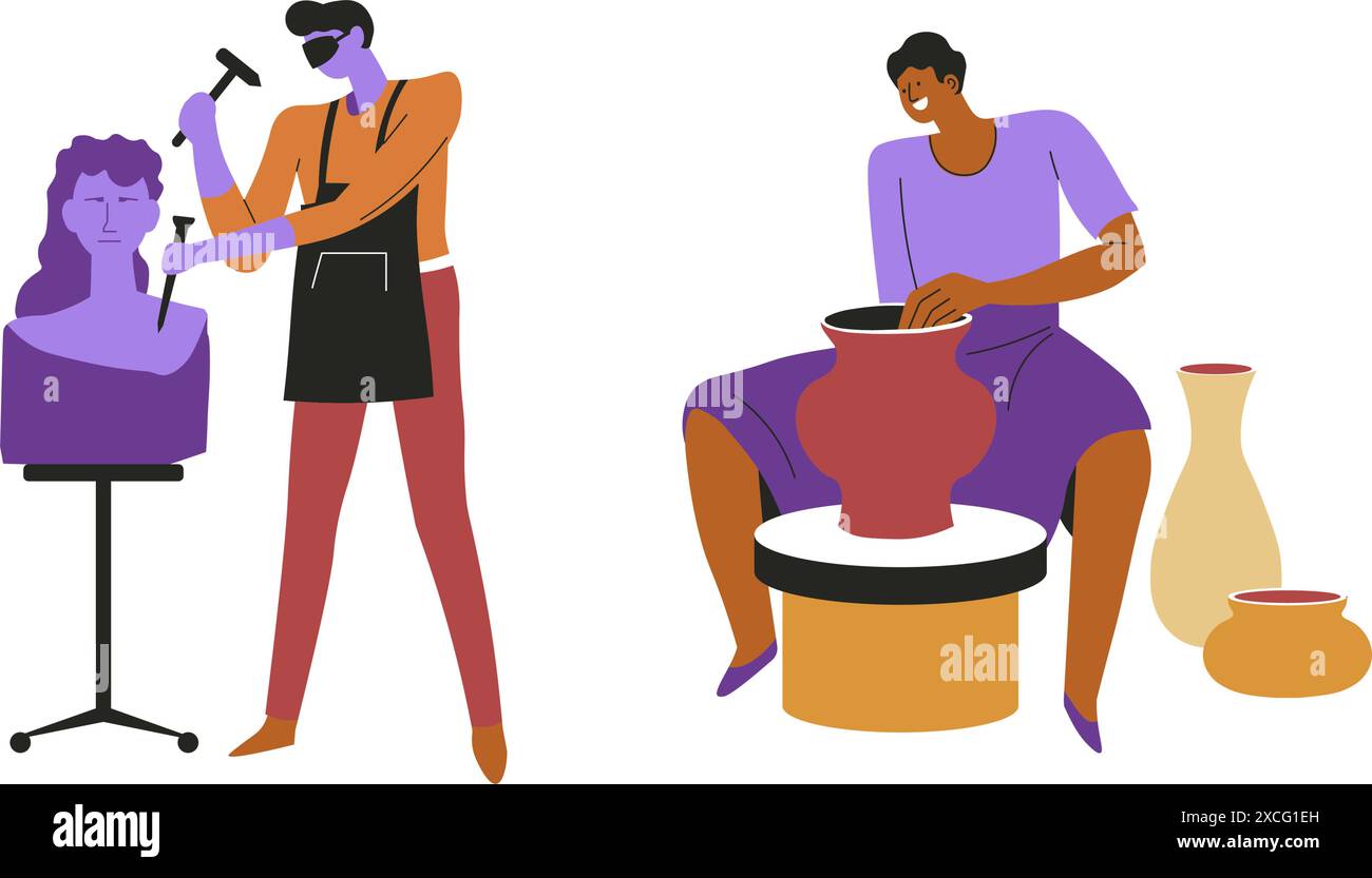 Man woman sculpting clay hi-res stock photography and images - Alamy
