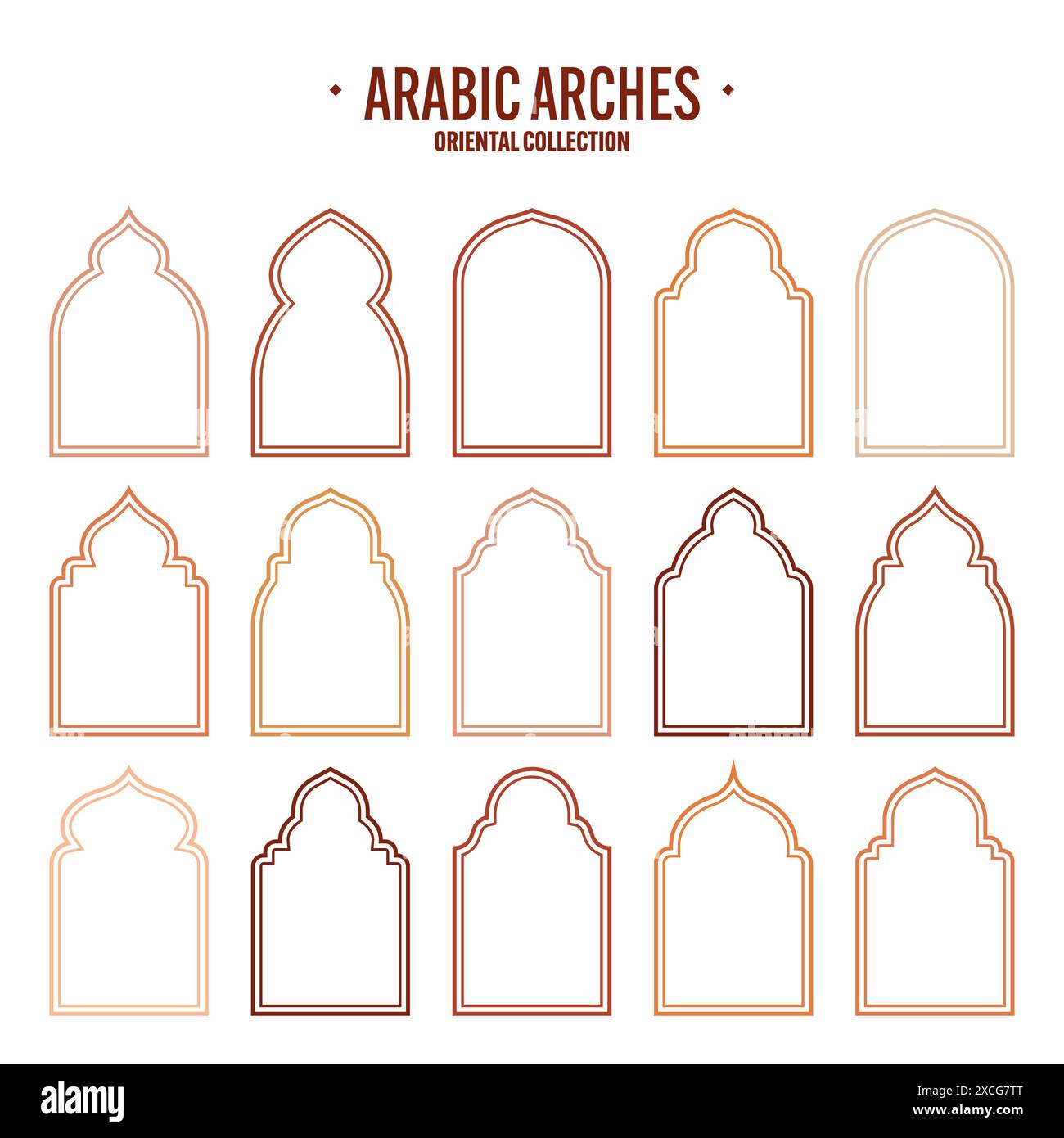 Islamic frames, oriental style objects. Arabic shapes, windows and ...