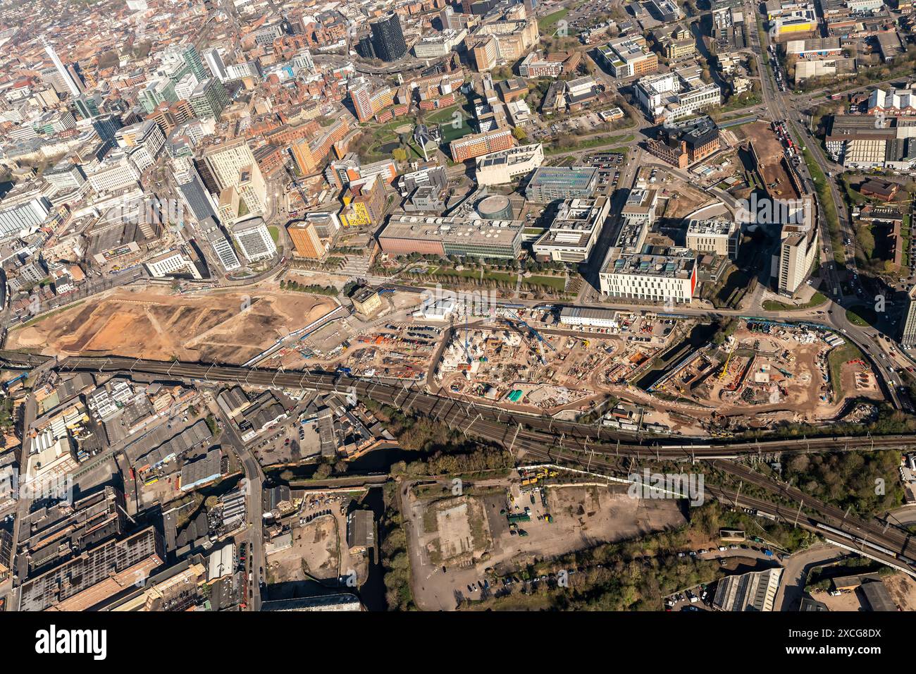 Aerial photo of HS2 Curzon Street development Birmingham from 2000 feet Stock Photo