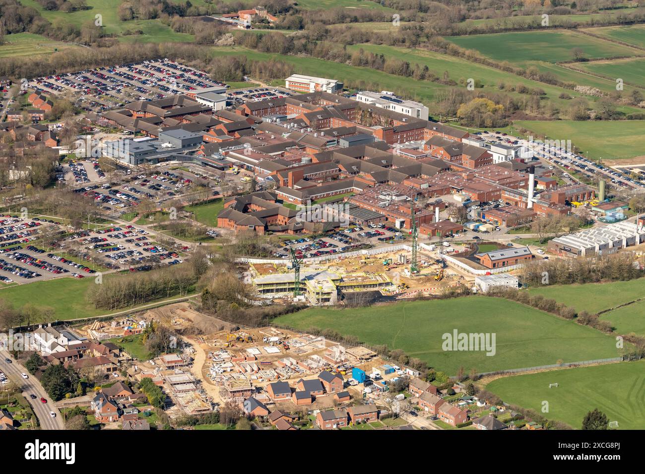 Aerial photo of new development under construction at Chesterfield ...