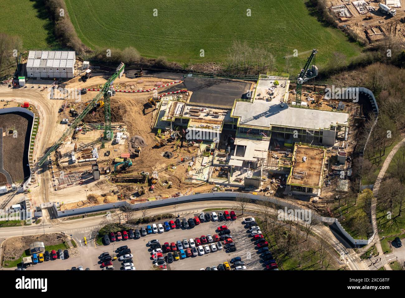 Aerial photo of new development under construction at Chesterfield ...