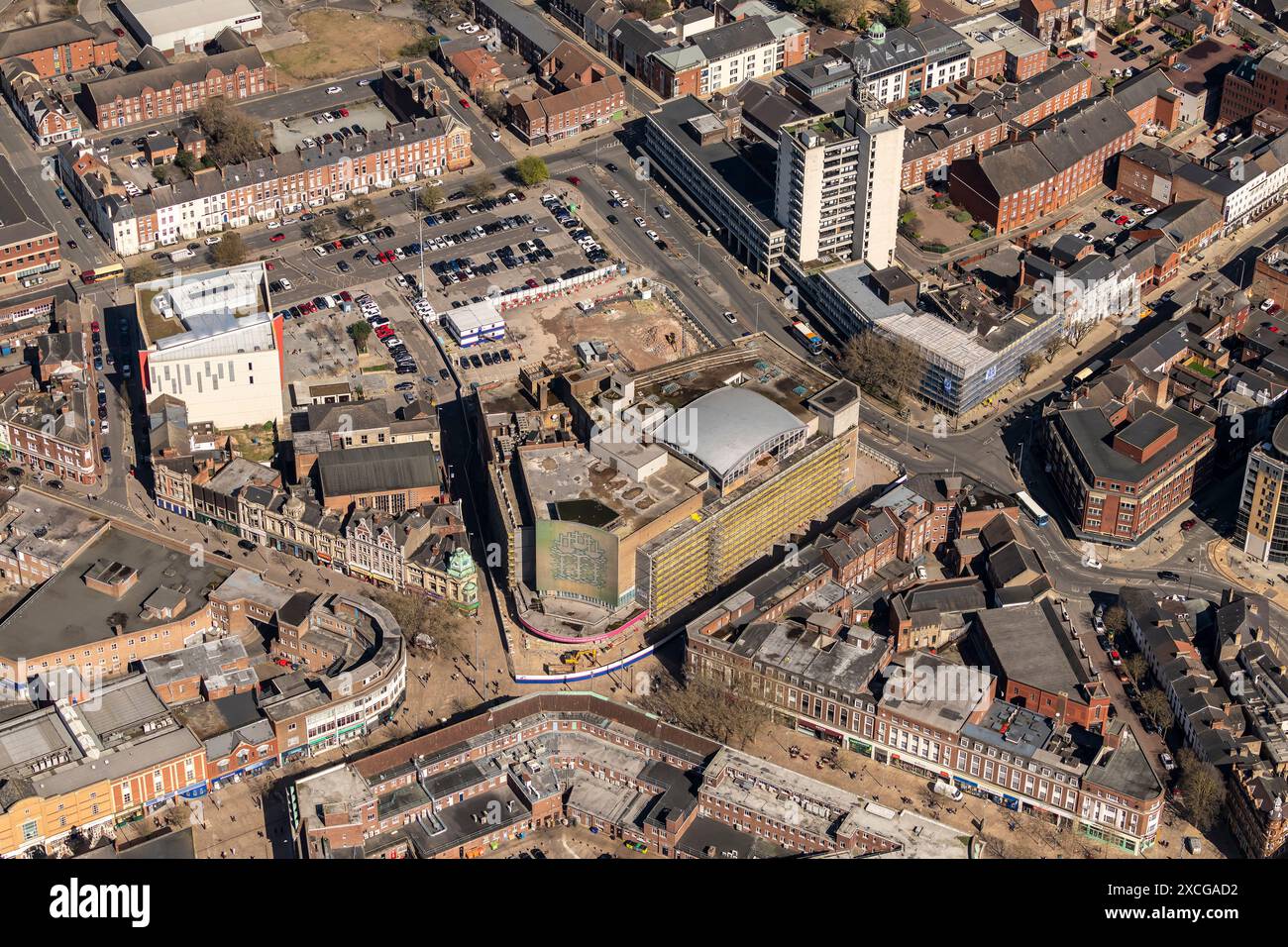 Aerial photo of centred on Albion Square development on Jameson Street